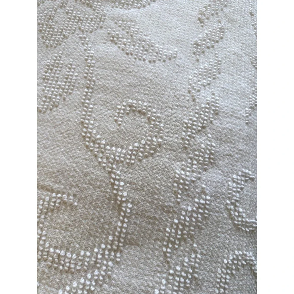 Vtg White Chenille Hobnail Floral Fringed Bedspread Coverlet 94